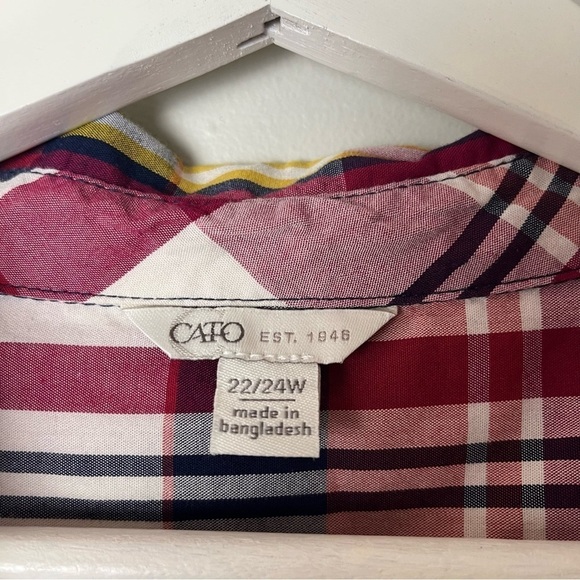 Cato Red Plaid Snap Button Down‎ Shirt 22/24W - Picture 4 of 8
